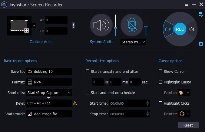 recording settings