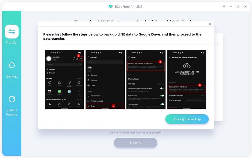 transfer LINE from Android to iPhone