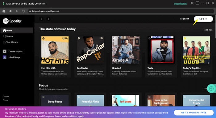 Log in SSpotify Player Spotify Music Converter