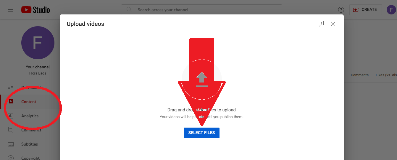 Tapping Select Files on Content in YouTube Studio